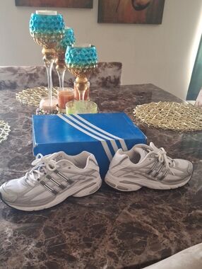 adidas White and Silver Athletic Sneakers